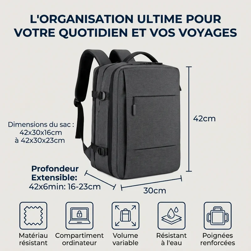 Sac à dos ordinateur homme MetroMorph - Extensibilité sur mesure & Confort biomécanique