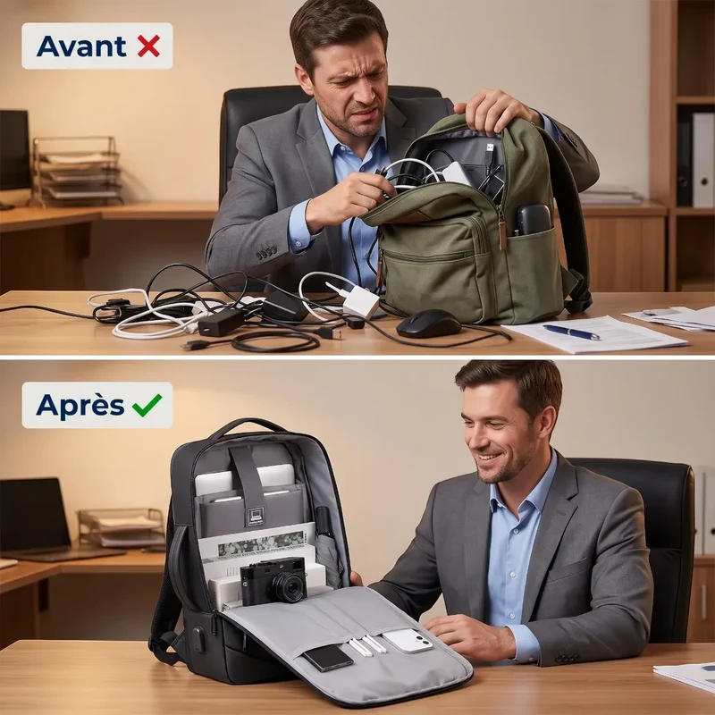 Sac à dos ordinateur homme UrbanShift - Préserve votre posture dorsale & Optimise votre rangement quotidien