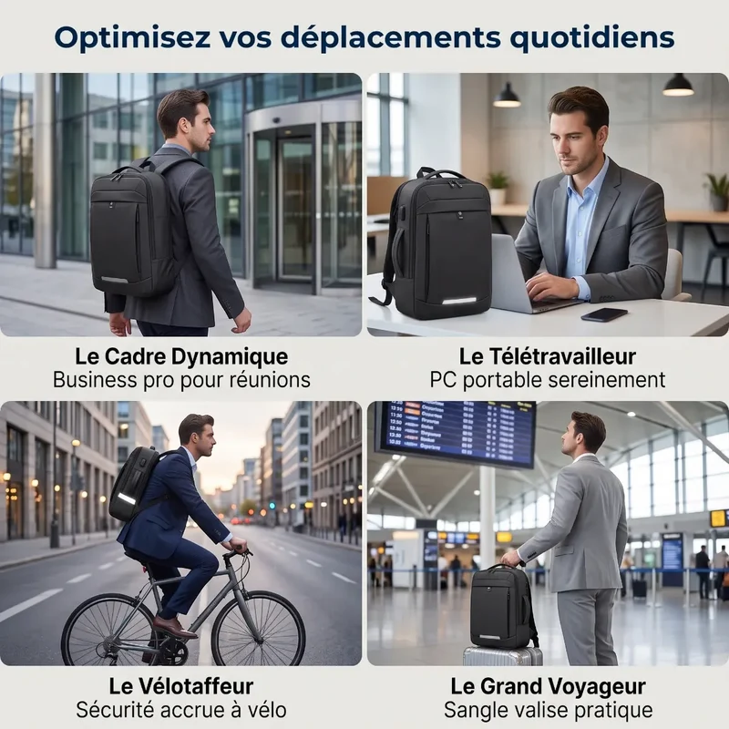 Sac à dos ordinateur homme UrbanShift - Préserve votre posture dorsale & Optimise votre rangement quotidien