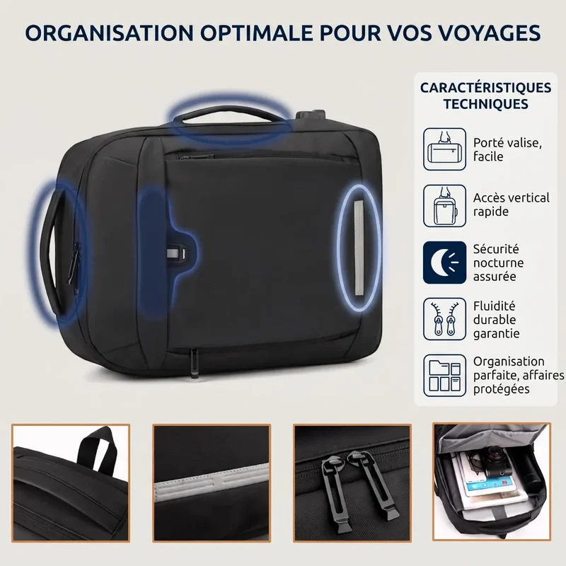 Sac à dos ordinateur homme UrbanShift - Préserve votre posture dorsale & Optimise votre rangement quotidien