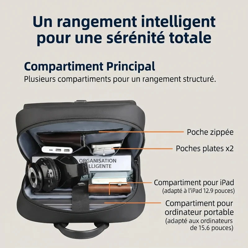 Sac à dos ordinateur homme HK-Stratum - Organisation nomade absolue & Confort postural supérieur
