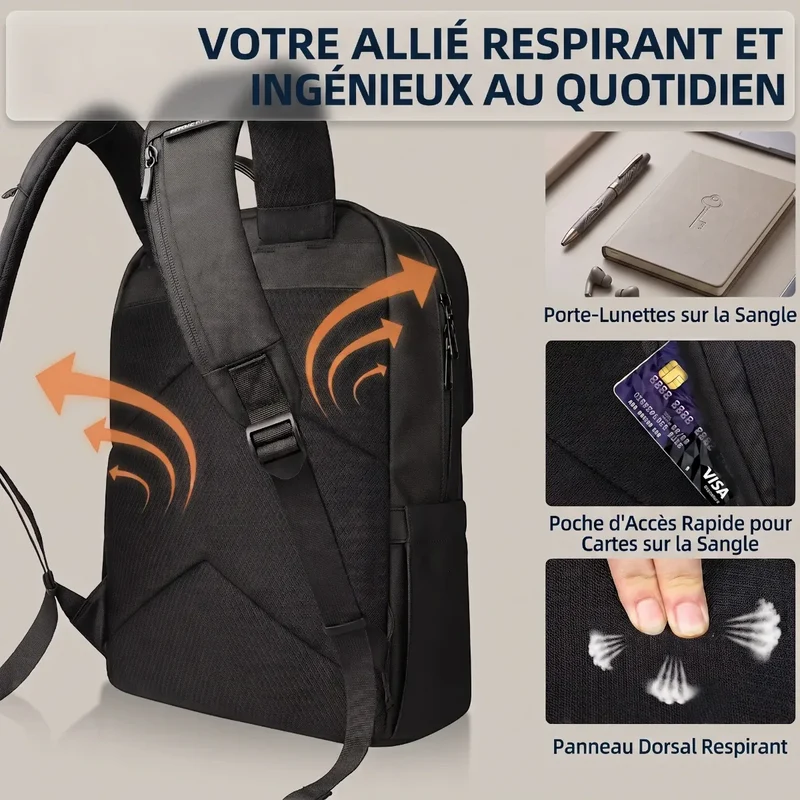 Sac à dos ordinateur homme HK-Stratum - Organisation nomade absolue & Confort postural supérieur