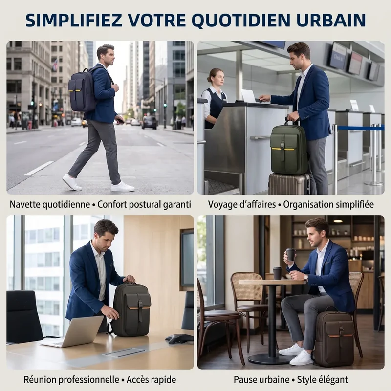 Sac à dos ordinateur homme HK-Stratum - Organisation nomade absolue & Confort postural supérieur