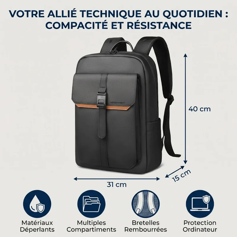 Sac à dos ordinateur homme HK-Stratum - Organisation nomade absolue & Confort postural supérieur
