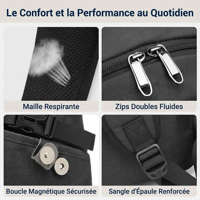 Sac à dos ordinateur homme KonoSync - Organisation nomade parfaite & Confort biomécanique