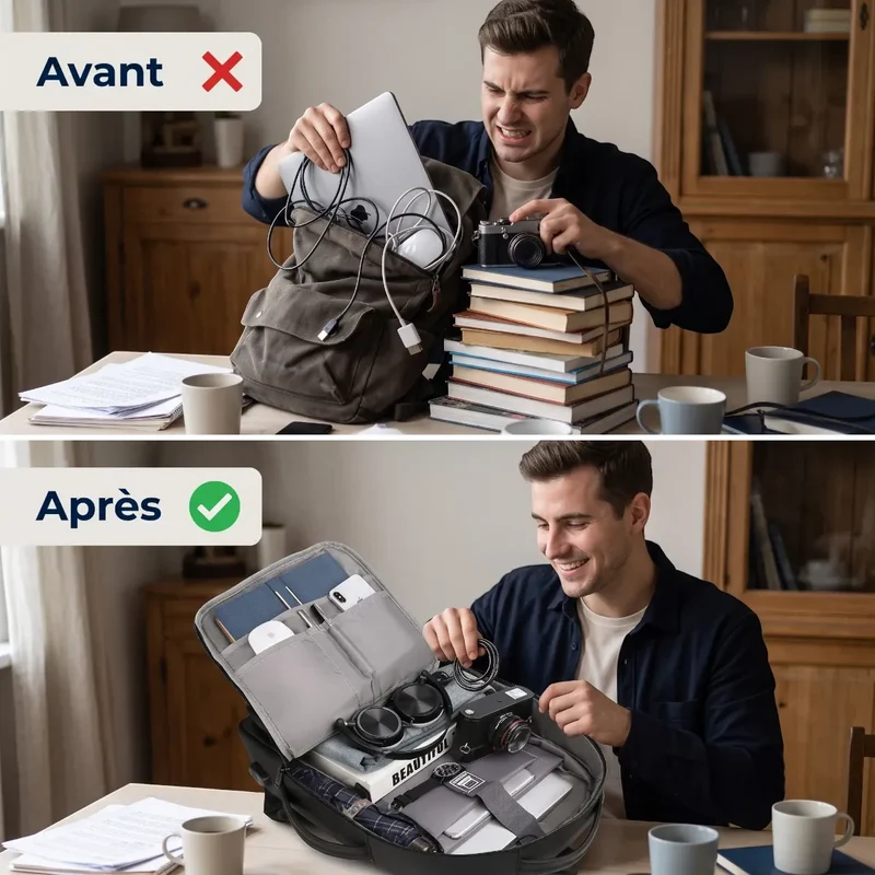 Sac à dos ordinateur homme Omni-Pack - Confort postural absolu & Organisation nomade optimale