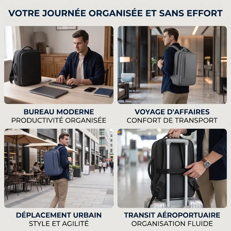 Sac à dos ordinateur homme Omni-Pack - Confort postural absolu & Organisation nomade optimale