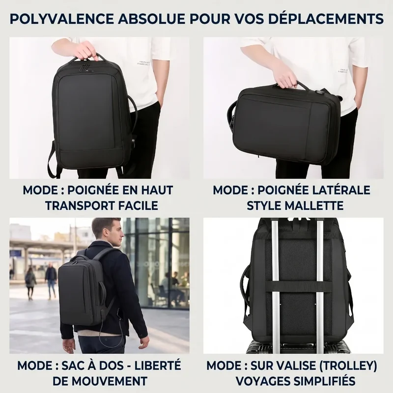 Sac à dos ordinateur homme Omni-Pack - Confort postural absolu & Organisation nomade optimale