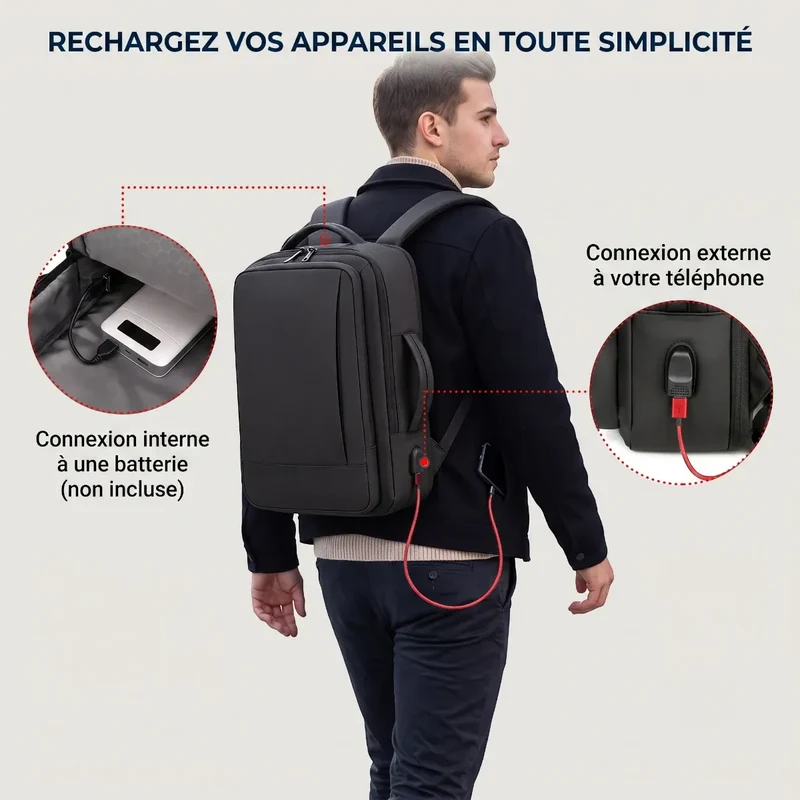 Sac à dos ordinateur homme Omni-Pack - Confort postural absolu & Organisation nomade optimale