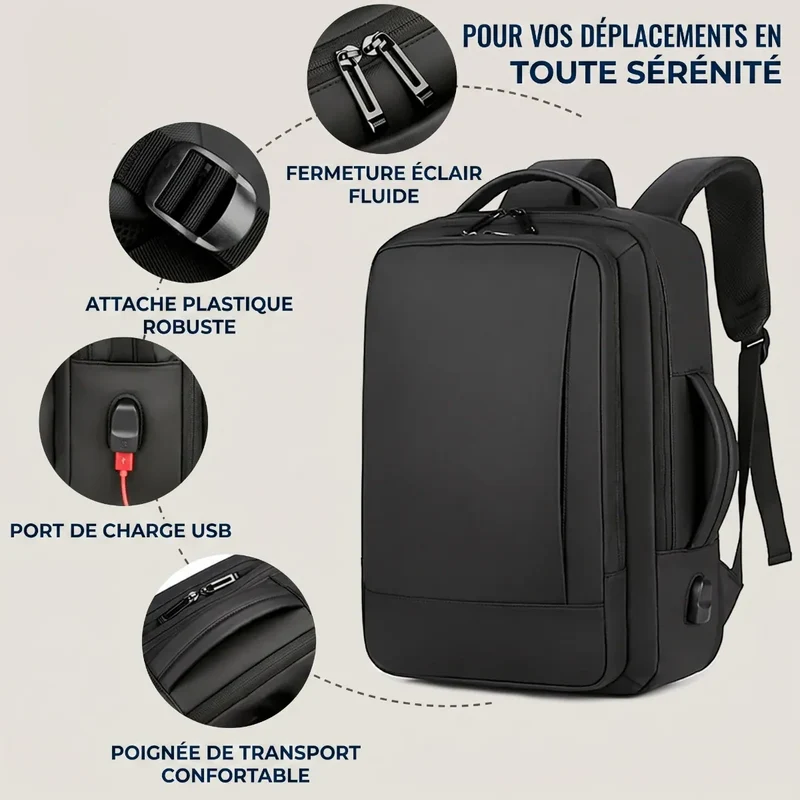 Sac à dos ordinateur homme Omni-Pack - Confort postural absolu & Organisation nomade optimale