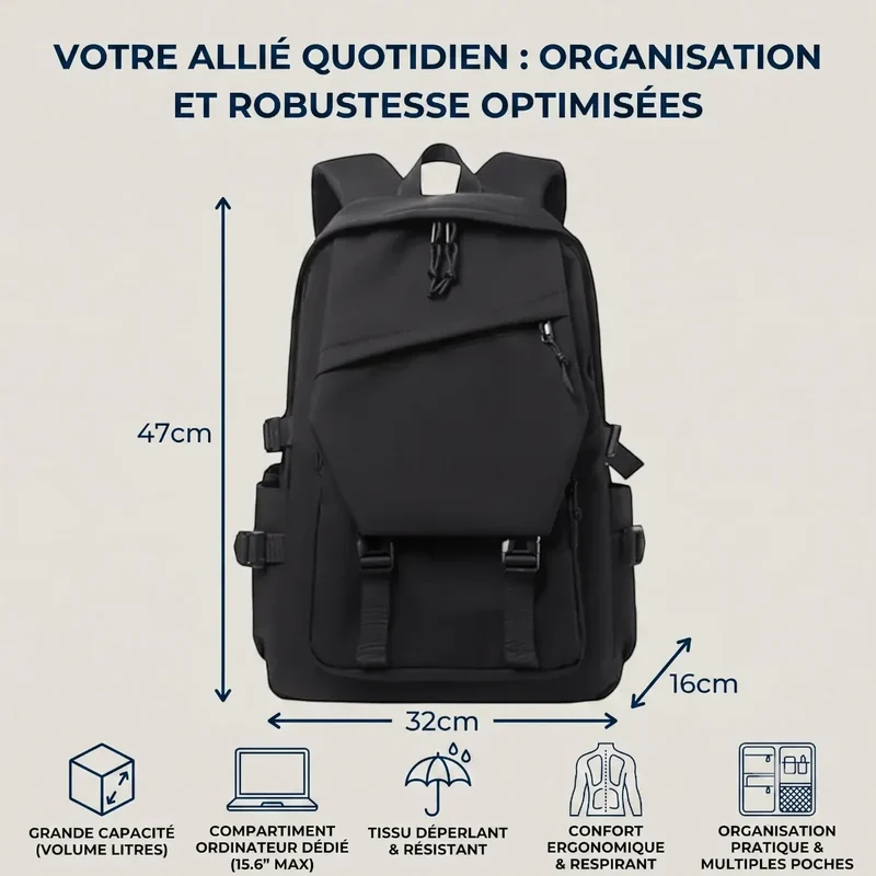 Sac à dos ordinateur homme Asymek - Soulagez votre dos au quotidien & Boostez votre productivité mobile