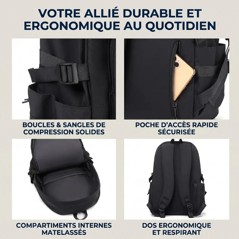 Sac à dos ordinateur homme Asymek - Soulagez votre dos au quotidien & Boostez votre productivité mobile