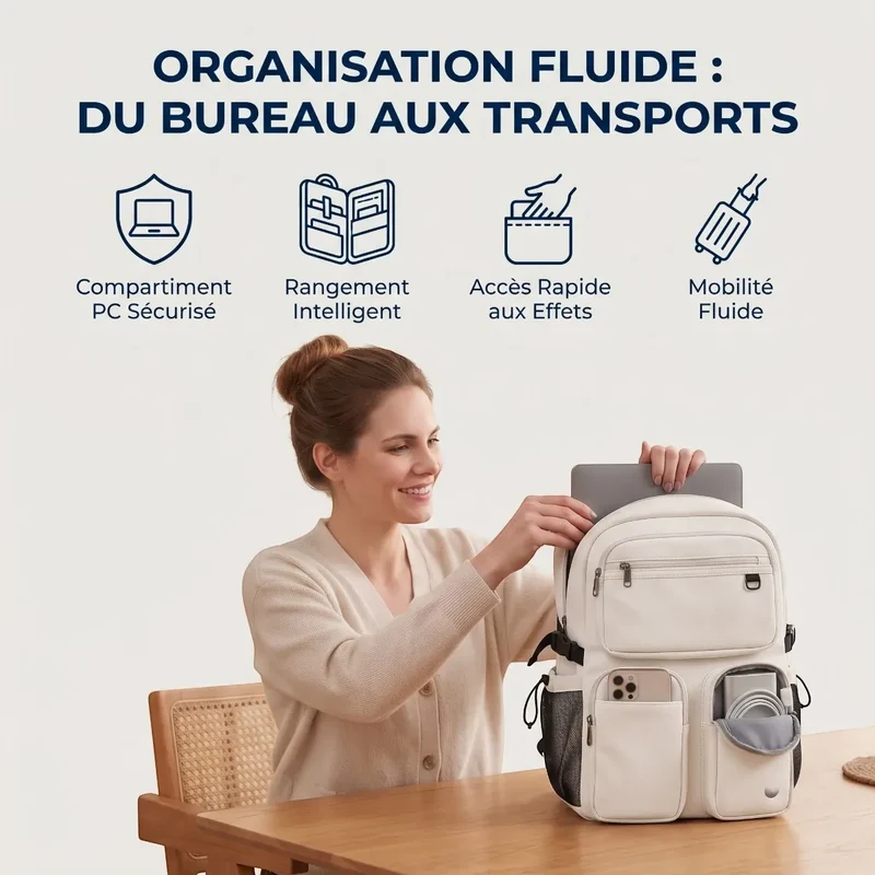 Sac à dos ordinateur femme Urbana - Confort biomécanique et mobilité fluide