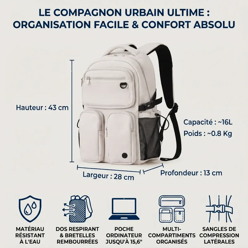 Sac à dos ordinateur femme Urbana - Confort biomécanique et mobilité fluide