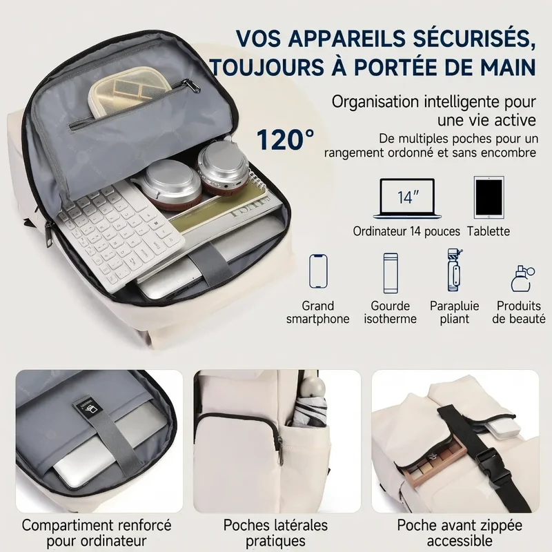 Sac à dos ordinateur femme Zéphira - Libérez vos épaules avec élégance