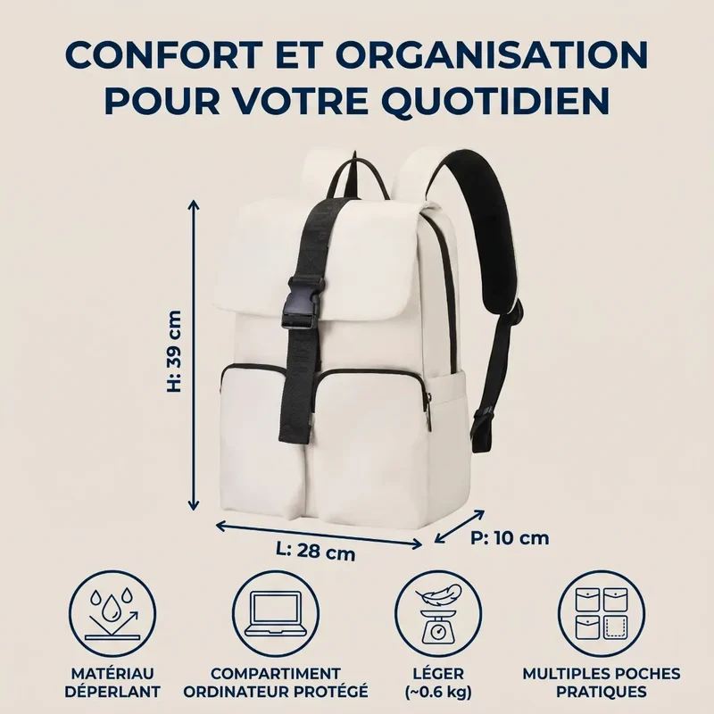 Sac à dos ordinateur femme Zéphira - Libérez vos épaules avec élégance