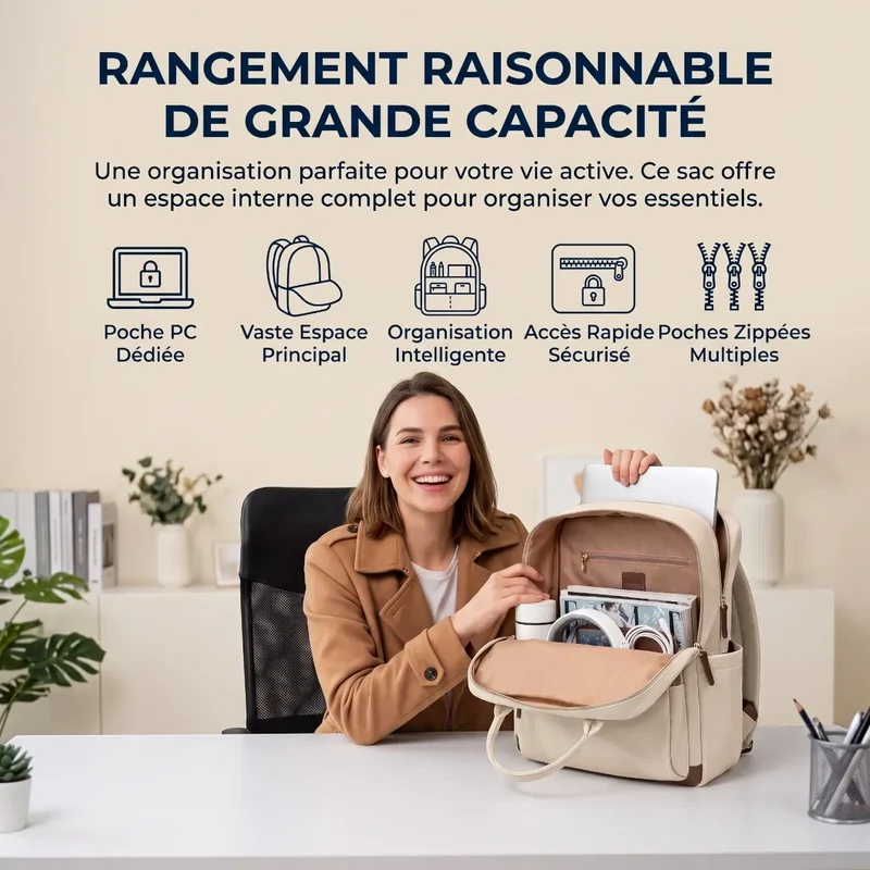 Sac à dos ordinateur femme Duna - Élégance mobile et posture préservée