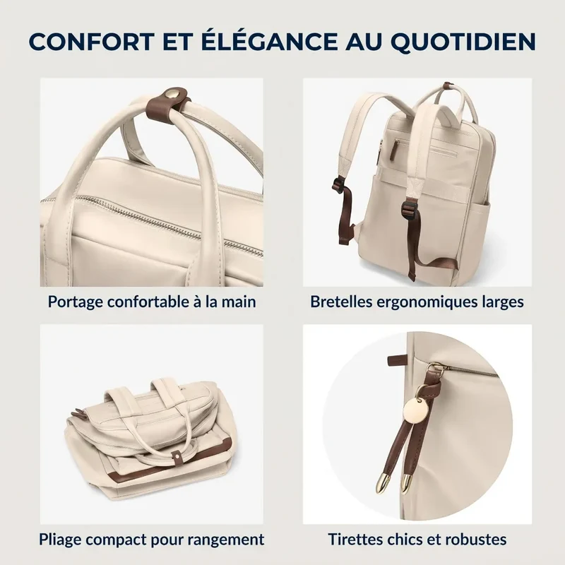 Sac à dos ordinateur femme Duna - Élégance mobile et posture préservée