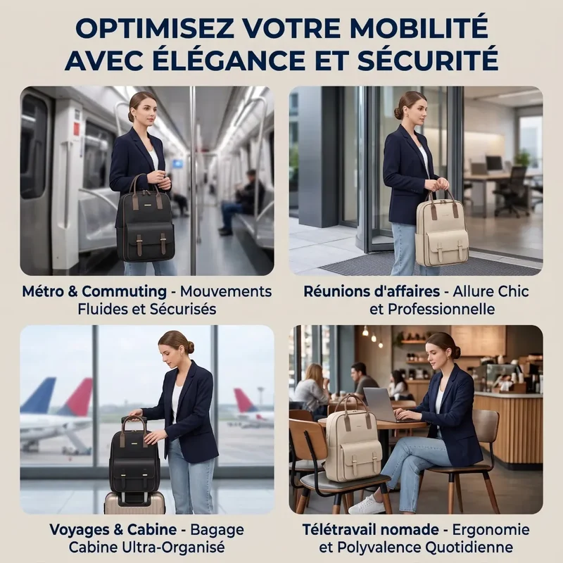 Sac à dos ordinateur femme Lotusia - Mobilité élégante sans fatigue
