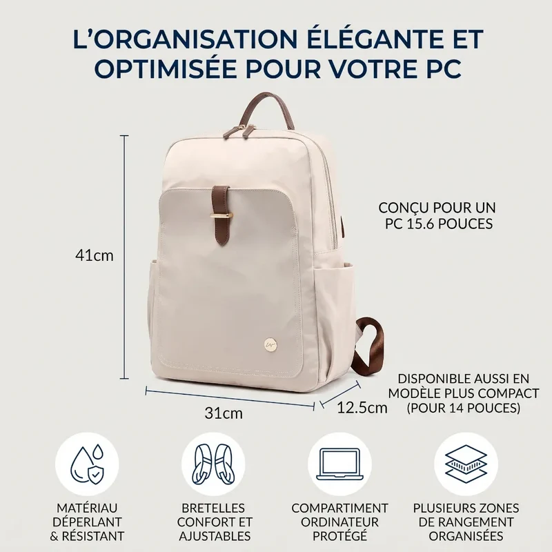 Sac à dos ordinateur femme Helya - L'élégance ergonomique en mouvement
