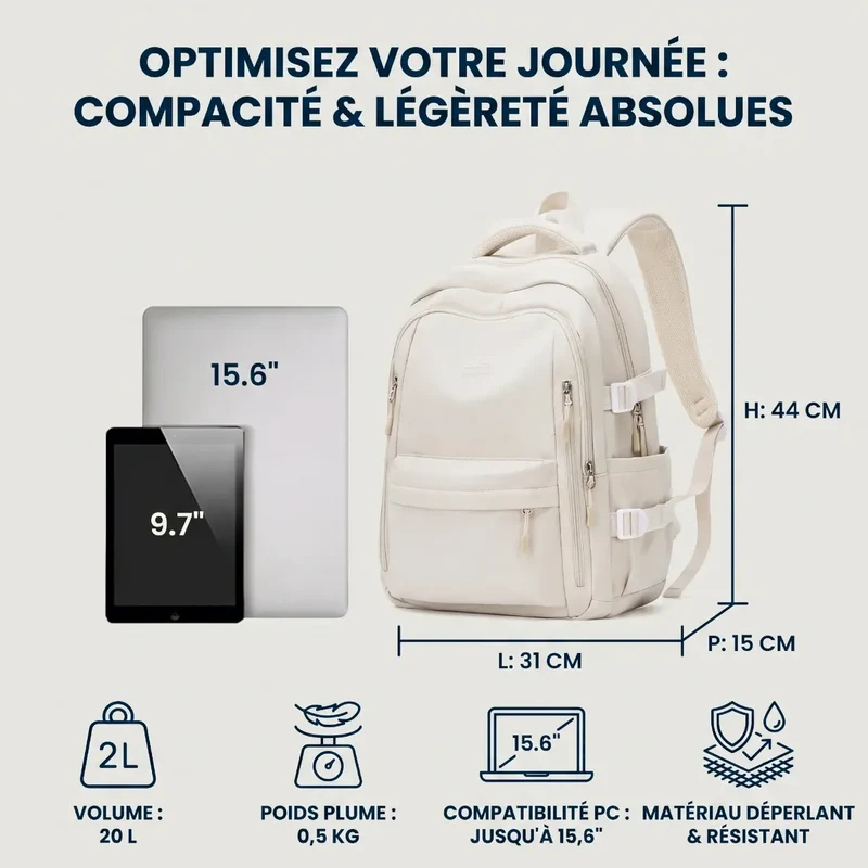 Sac à dos ordinateur femme Irisia - Le confort ergonomique absolu