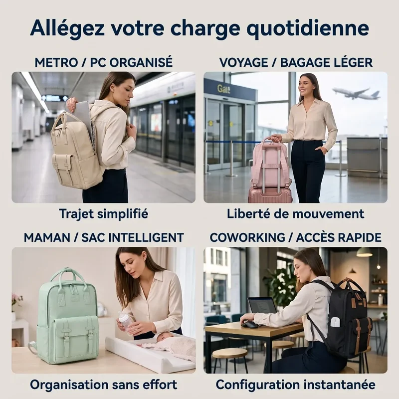 Sac à dos ordinateur femme Kora - Allégez vos déplacements quotidiens