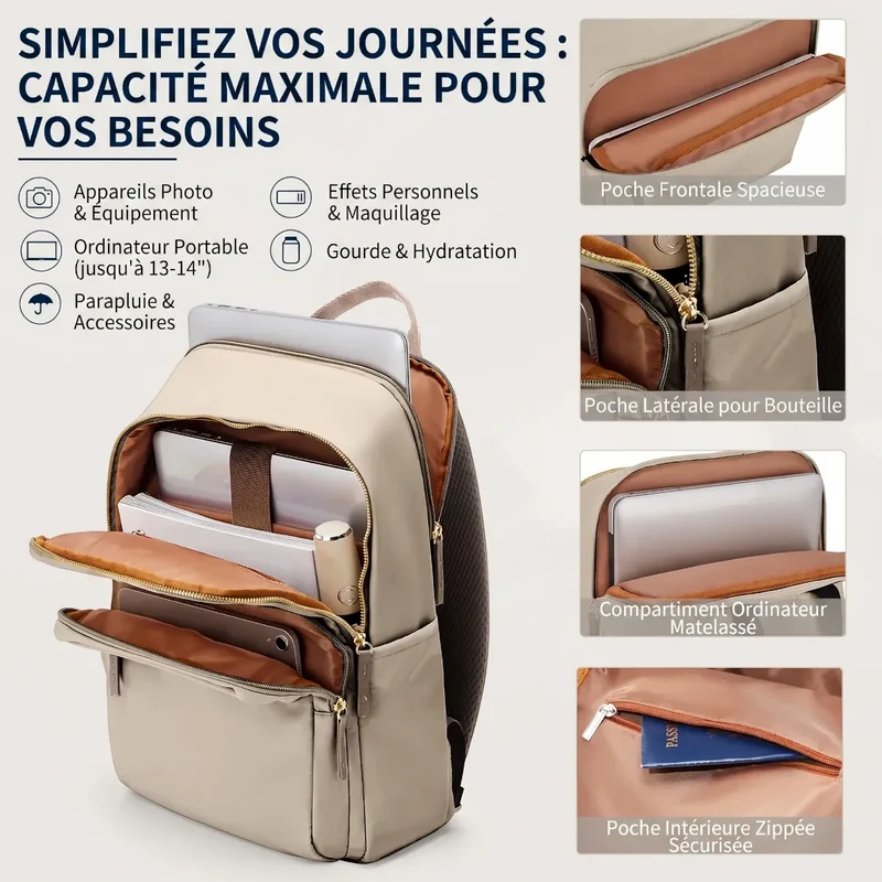Sac à dos ordinateur femme Aurelia - Confort biomécanique et élégance nomade