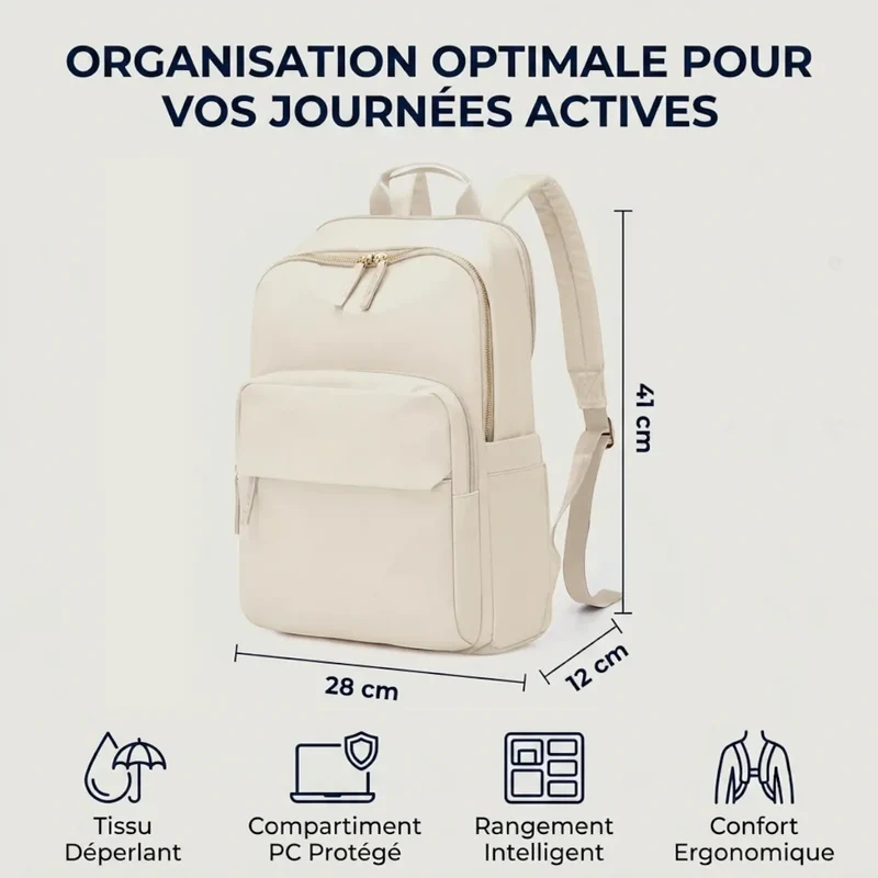 Sac à dos ordinateur femme Aurelia - Confort biomécanique et élégance nomade