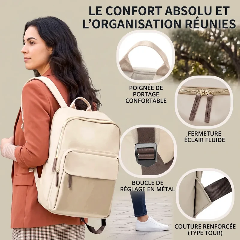 Sac à dos ordinateur femme Aurelia - Confort biomécanique et élégance nomade