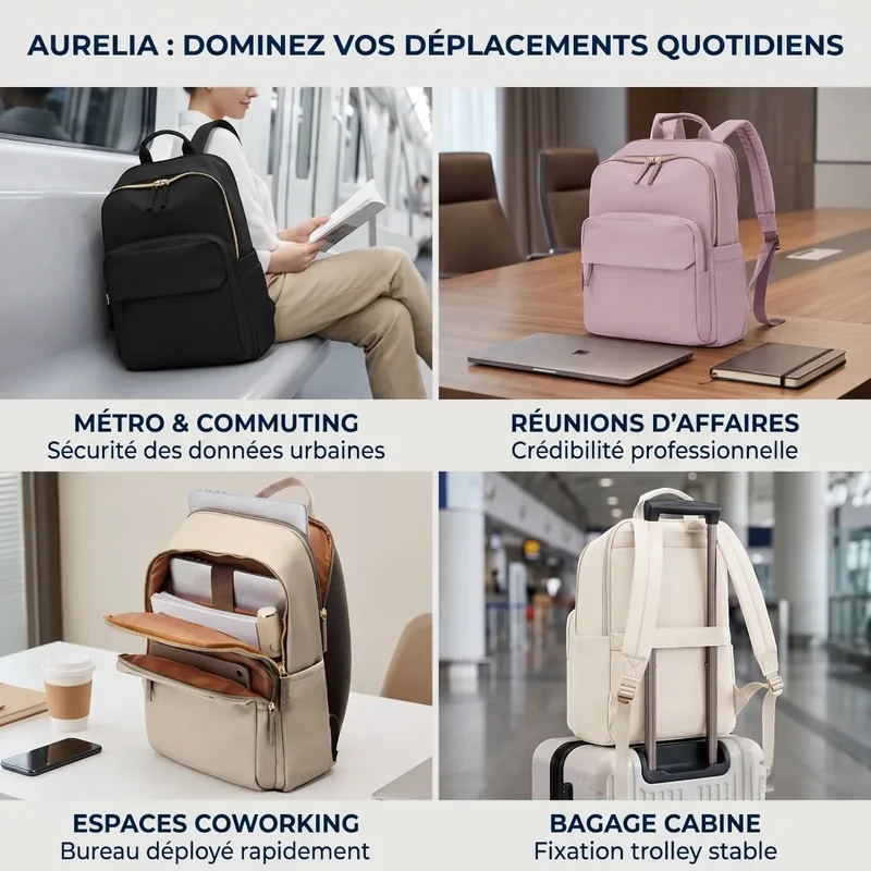 Sac à dos ordinateur femme Aurelia - Confort biomécanique et élégance nomade