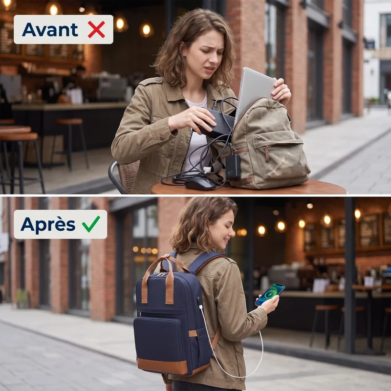 Sac à dos ordinateur femme Kono - Le confort nomade absolu