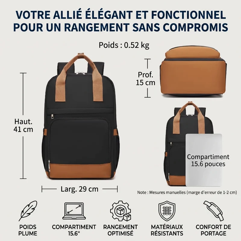 Sac à dos ordinateur femme Kono - Le confort nomade absolu