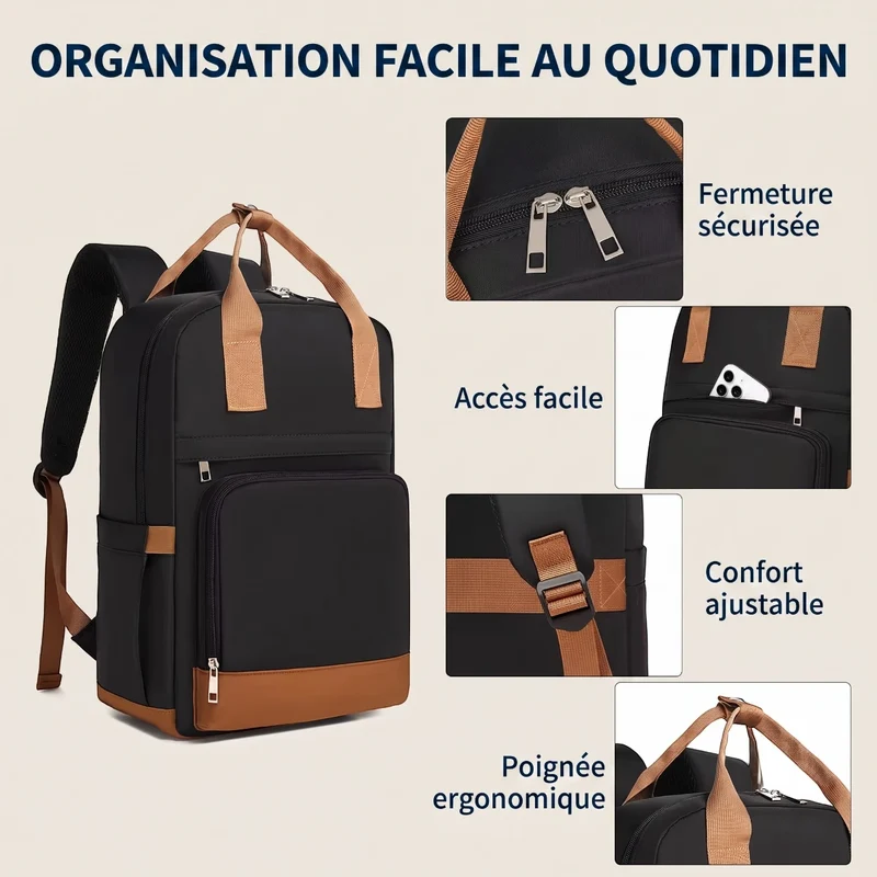 Sac à dos ordinateur femme Kono - Le confort nomade absolu
