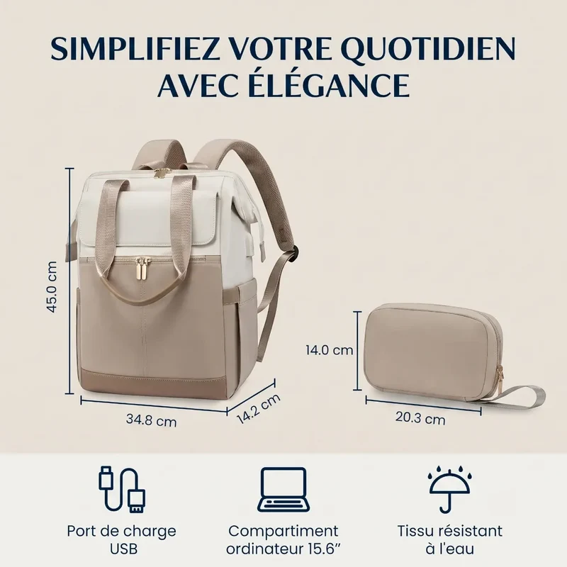 Sac à dos ordinateur femme Albane - Libérez votre posture au quotidien