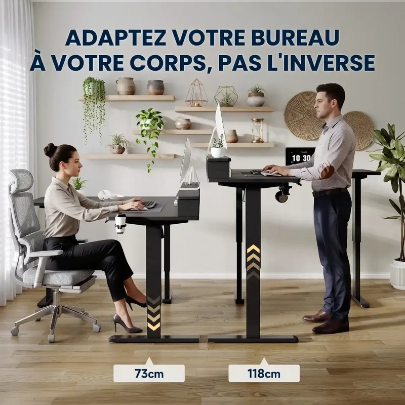 Bureau d'angle Gaming Assis-Debout Kova Pro - Avec rangements - Gain de place & Posture ergonomique