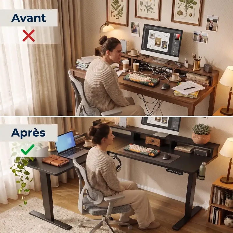 Bureau d'angle Gaming Assis-Debout Kova Pro - Avec rangements - Gain de place & Posture ergonomique