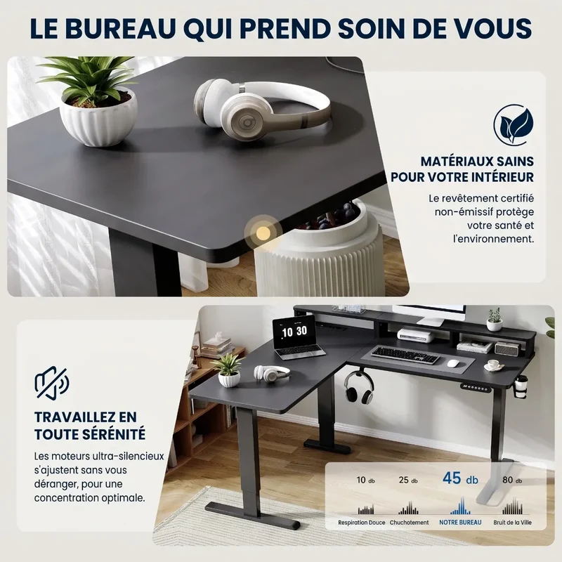 Bureau d'angle Gaming Assis-Debout Kova Pro - Avec rangements - Gain de place & Posture ergonomique
