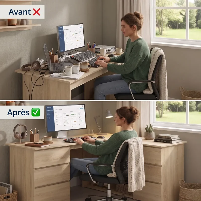 Bureau d’angle Nook - Bois Sonoma avec rangements - Gain de place & Posture ergonomique