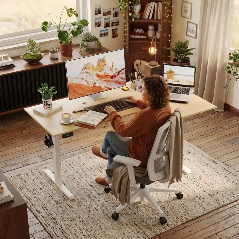 Bureau d'angle Assis-Debout Kinetik-L - Gain de place & Posture ergonomique