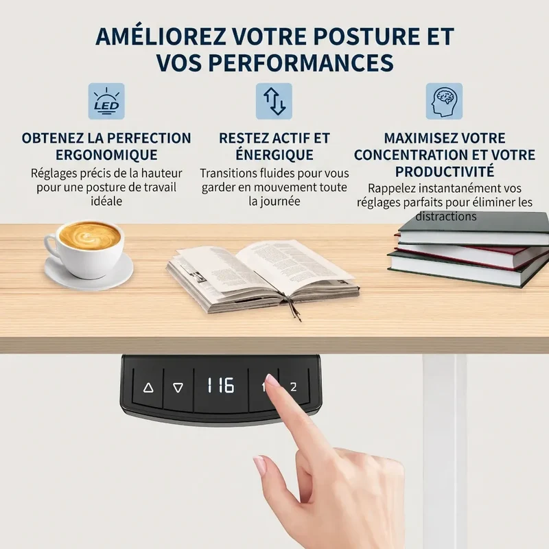 Bureau d'angle Assis-Debout Kinetik-L - Gain de place & Posture ergonomique