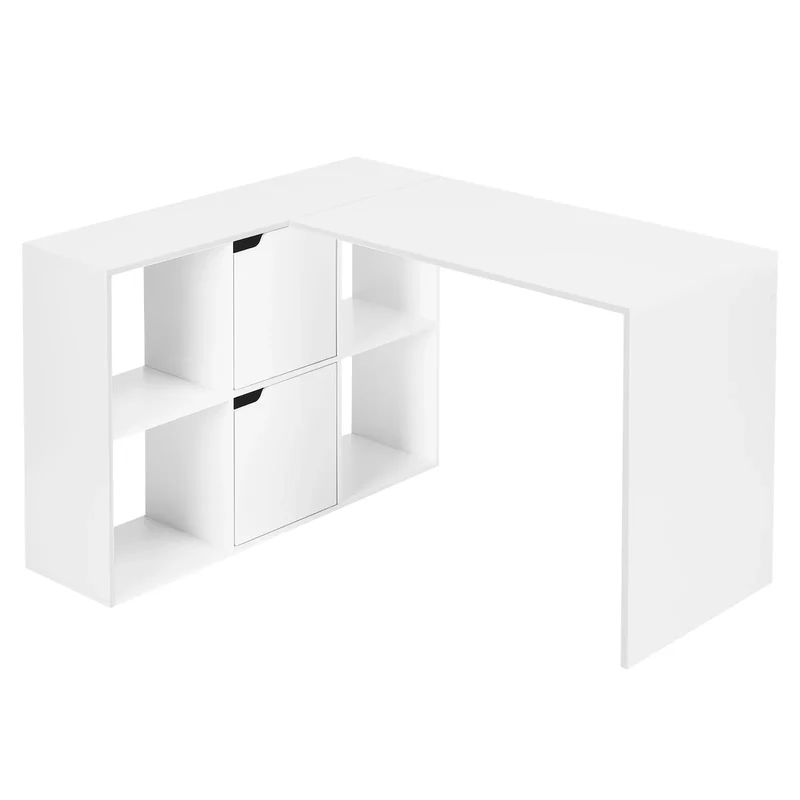 Bureau d'angle Optima Blanc - Format compact avec rangements