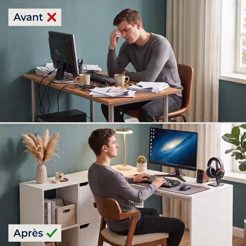 Bureau d'angle Optima Blanc - Format compact avec rangements