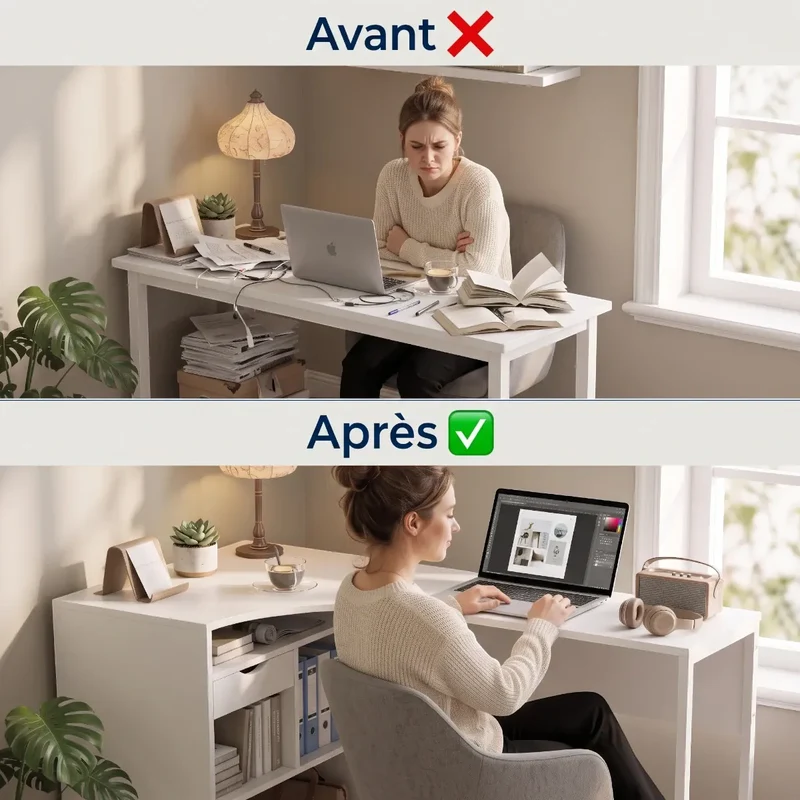 Bureau d'angle Blanc Kallisto - Rangements & Gain de place