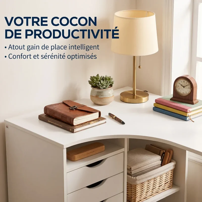 Bureau d'angle Blanc Kallisto - Rangements & Gain de place