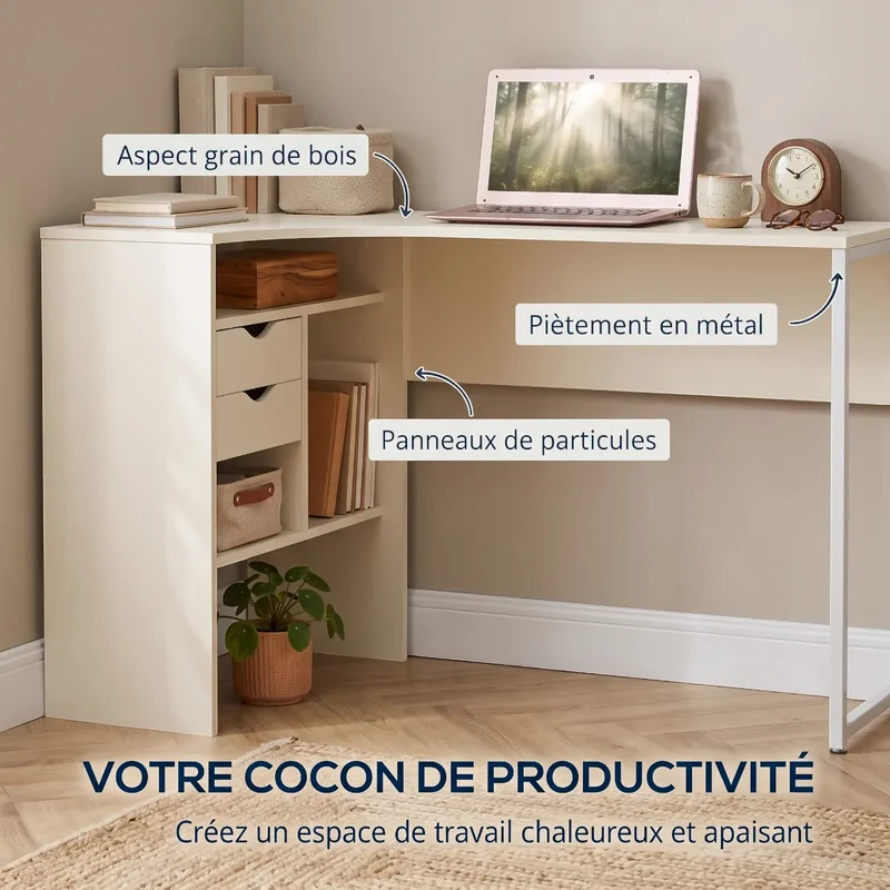 Bureau d'angle Blanc Kallisto - Rangements & Gain de place