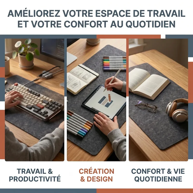 Tapis de souris Aura Felt en Feutre Premium XXL : Précision Chirurgicale & Confort Thermique