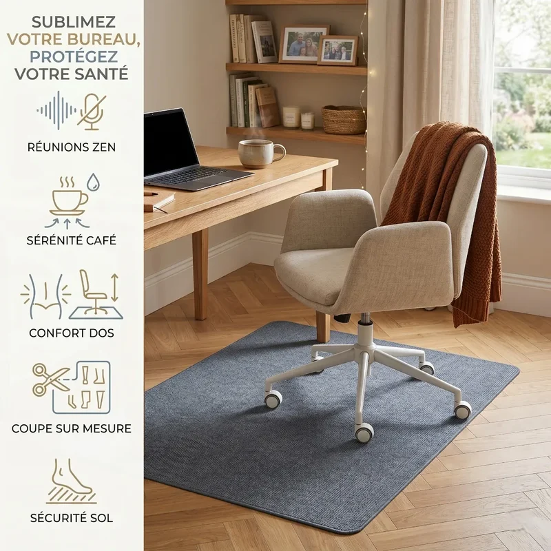 Tapis de Chaise de Bureau ZenSpace Shield 90x120cm | Sauvez Votre Parquet, Libérez Vos Lombaires, Zéro Rayure Garantie