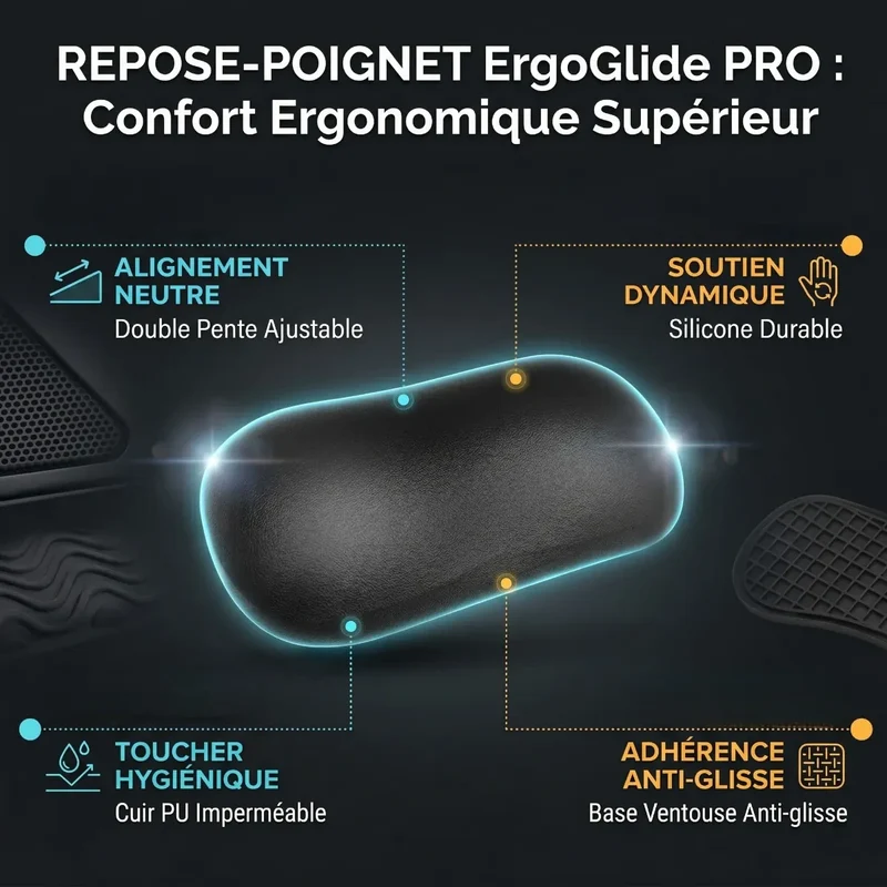 Repose poignet souris ErgoGlide | Alignement Neutre & Silicone Haute Résilience