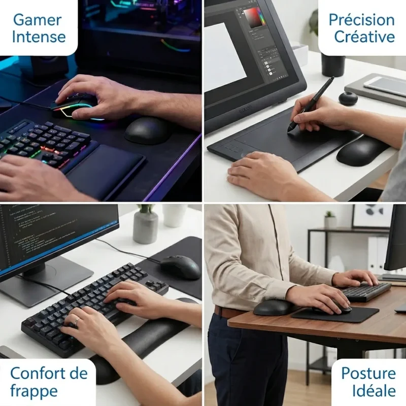 Repose poignet souris ErgoGlide | Alignement Neutre & Silicone Haute Résilience