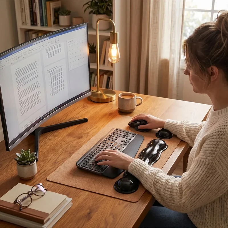 Repose poignet clavier / souris Crystal Rest Pro | Alignement Ergonomique & Gel de Silicone